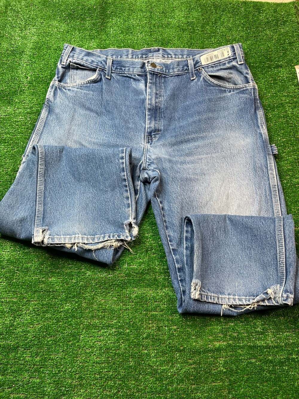 Wrangler Jeans Distressed Workwear Blue Denim